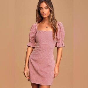 Lulu's Such a Sweetie Red Gingham Seersucker Puff Sleeve Mini Dress